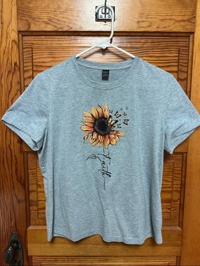 SHEIN Gray T-Shirt with Black Brand Tag